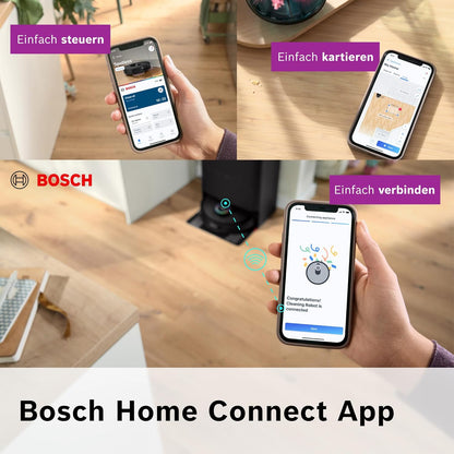 Bosch Spotless Max Cam BCRDW3BX Saugroboter mit Wischfunktion, 11.000 Pa Saugkaft, rotierende Wischpads, Nass-Trocken-Servicestation, Selbstreinigung, Smart Vision Kamera, Steuerung per App, schwarz
