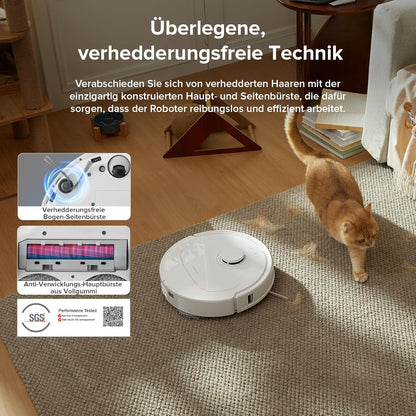 roborock Qrevo Serie Saugroboter mit Wischfunktion&Hebarem Wischmopp, 8000Pa Saugkraft(verbessert von Qrevo S), Anti-Verfilzungs-Seitenbürste, Hindernisvermeidung, All-in-One Dock, Schwarz(QV 35A)