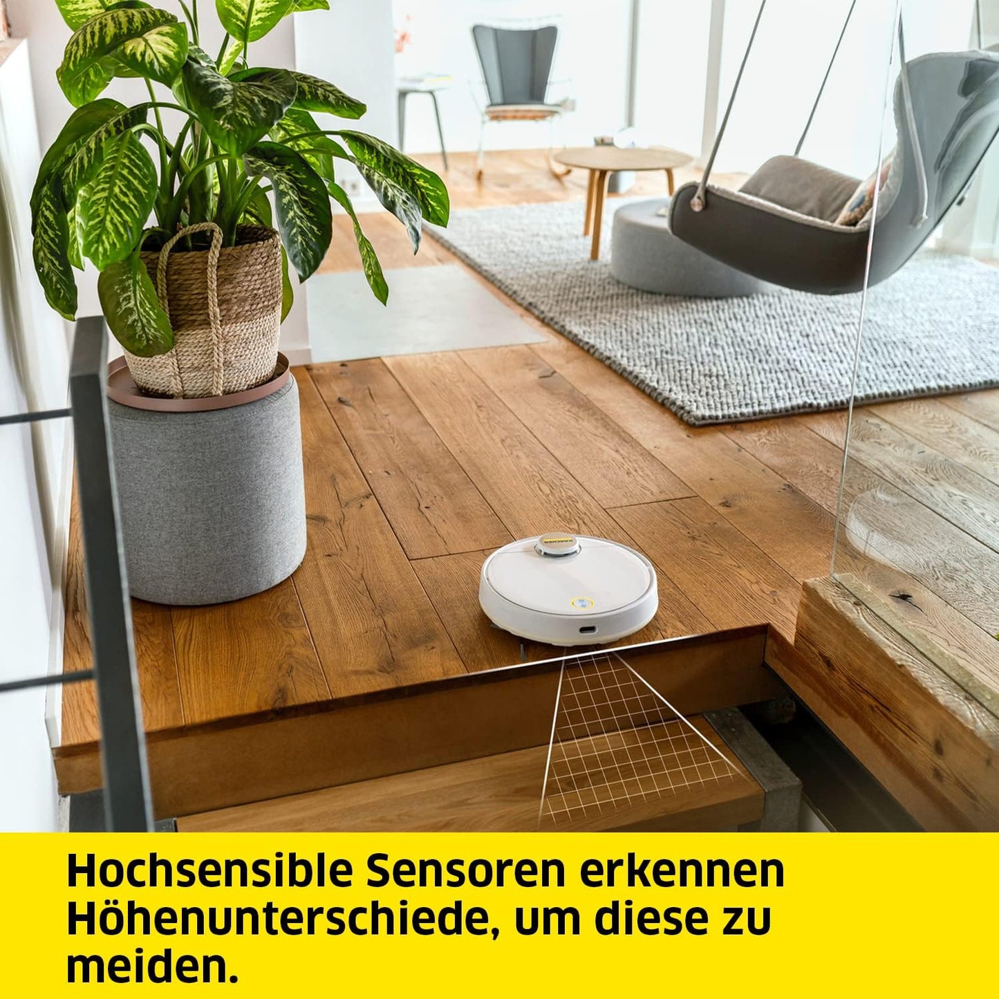 Kärcher Saugroboter RCV 3 mit Wischfunktion, smarte App-Steuerung, LiDAR-Laser-Navigation, Kartierung, Raum- und Hinderniserkennung, 2500 Pa, 120 min Laufzeit, für Hartböden und Teppiche, Weiss