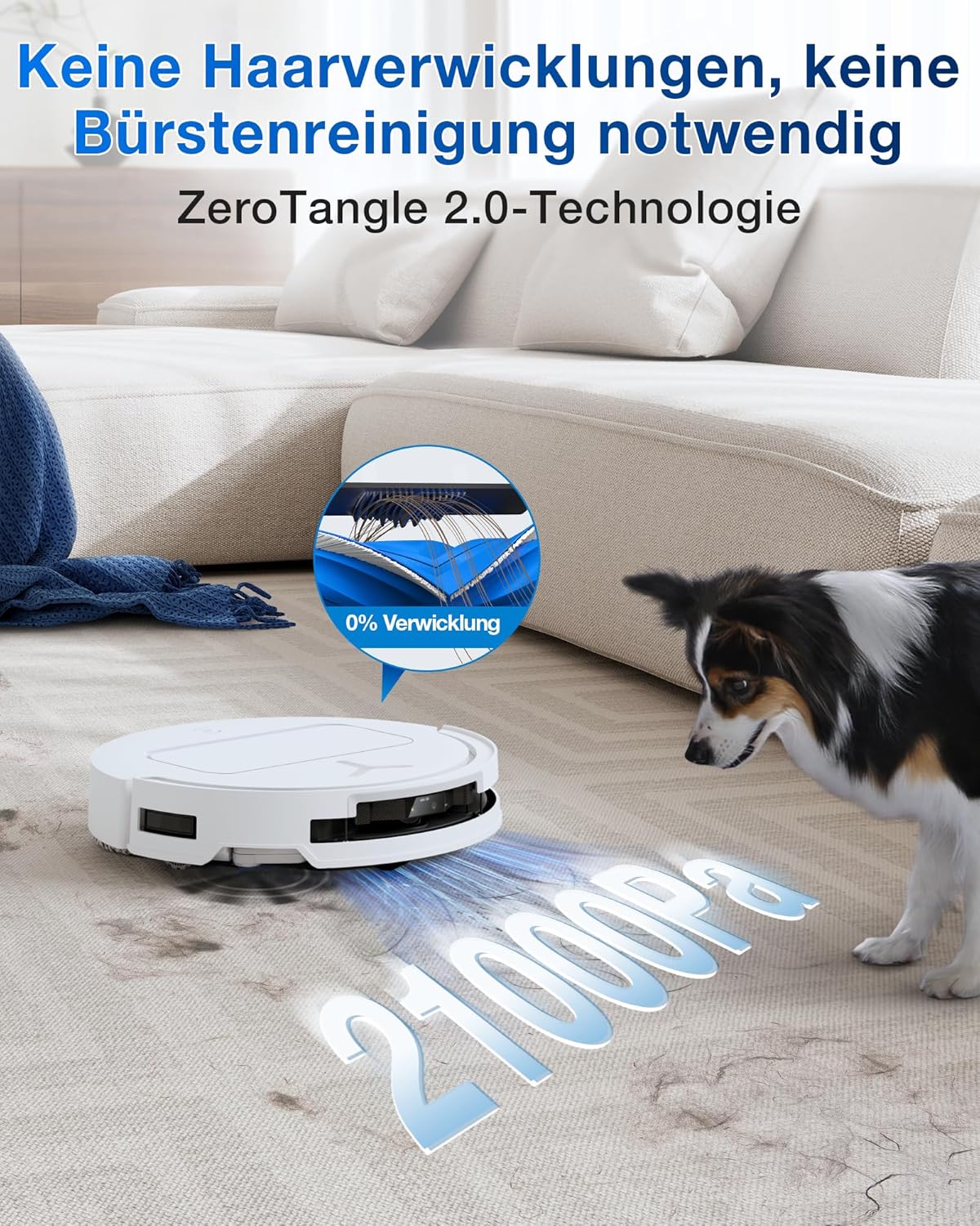 ECOVACS DEEBOT T50 PRO Omni Gen2 Saugroboter mit Wischfunktion, Ausfahrende Seitenbürste und Wischmopp, 21.000 Pa, Auto Zugabe von Reinigungslösung, Moppwäsche mit 75°C heißem Wasser, Ultradünn 81 mm