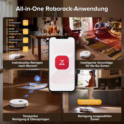 roborock QV 35S-Set Saugroboter mit Wischfunktion, 10.000 Pa HyperForce Saugkraft, Anti-Tangle-Bürsten, Anhebbare Schleudermopps, Intelligente Hindernisvermeidung, All-in-One Dock (Schwarz)