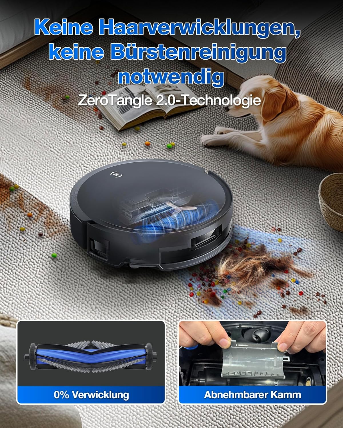 ECOVACS DEEBOT T50 PRO Omni Gen2 Saugroboter mit Wischfunktion, Ausfahrende Seitenbürste und Wischmopp, 21.000 Pa, Auto Zugabe von Reinigungslösung, Moppwäsche mit 75°C heißem Wasser, Ultradünn 81 mm