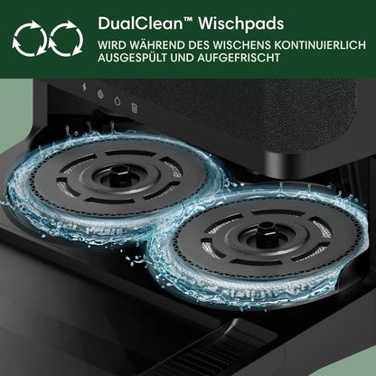iRobot Roomba Plus 405 Combo Robot + AutoWash Dock Saugroboter mit Wischfunktion - Clearview LiDAR - 7000Pa - DualClean Wischpads - SmartScrub - Teppicherkennung - 75 Tage Entleerung - Schwarz