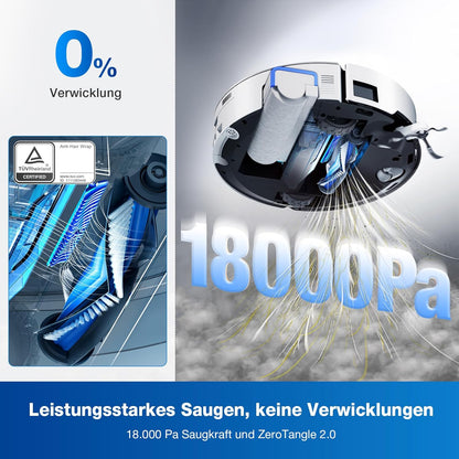 ECOVACS DEEBOT X8 PRO Omni Saugroboter mit Wischfunktion, OZMO Roller mit kontinuierliches Wischen & Selbstreinigung, 18.000 Pa, 12-in-1 Station, 40–75 °C Heißwasser-Moppreinigung, YIKO-GPT