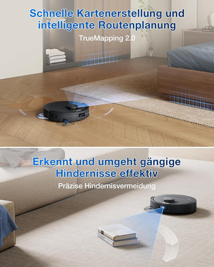ECOVACS DEEBOT T30C Omni, Saugroboter mit Wischfunktion, 20.000 Pa, OZMO Turbo 2.0 Wischen, ZeroTangle 3.0 Anti-Verheddern, TruEdge 2.0 Kantenreinigung, All-in-One-Station, 75°C Moppwäsche, Schwarz