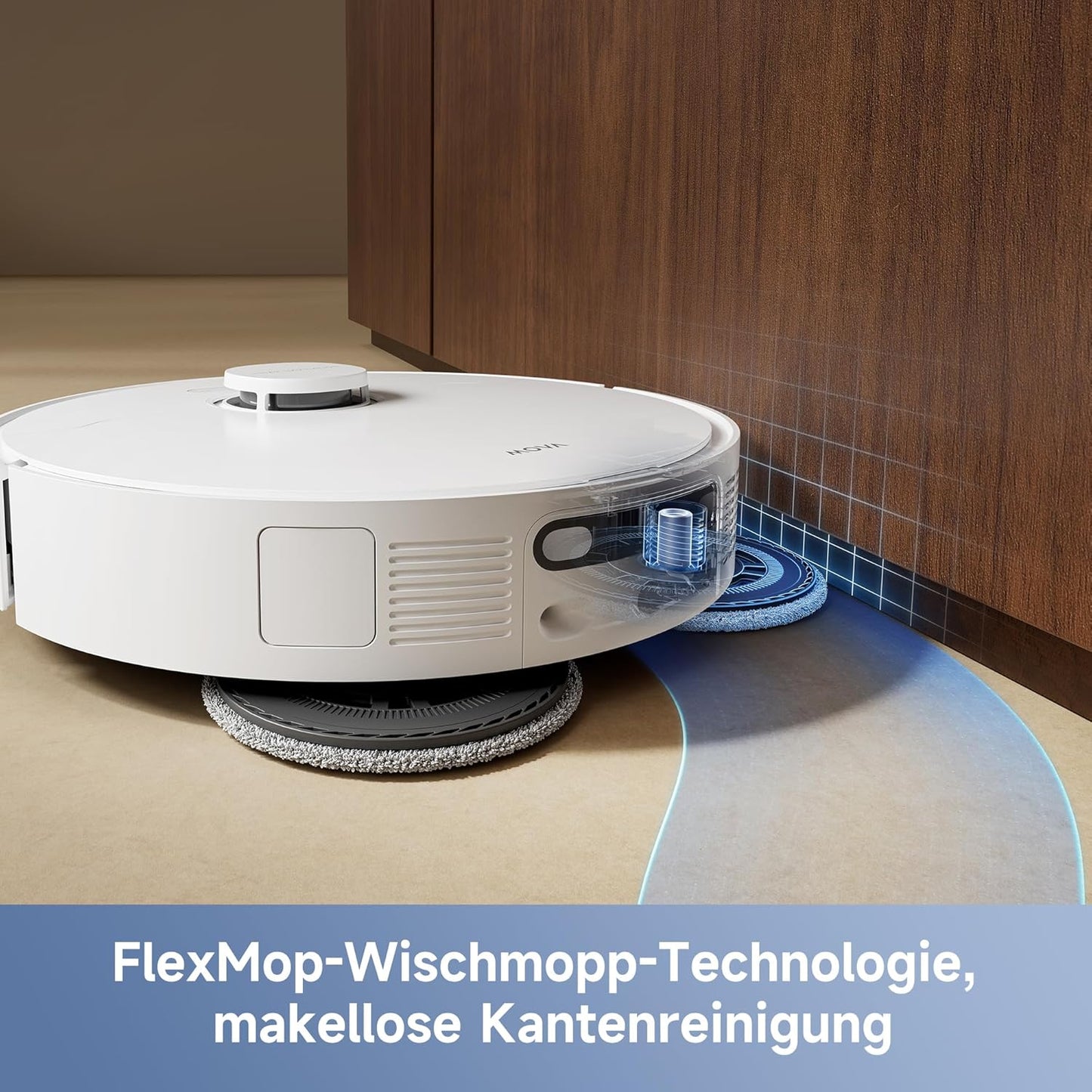 Mova E40 Ultra Saugroboter mit Wischfunktion, Autom. Leerung und 19.000 Pa, MaxiReach-Wischmopp-T., Verhedderungsfreie Seitenbürste, Eingeb. 80-ml-Wasserb, All-in-One-Station zu 75 Tage Reinigung