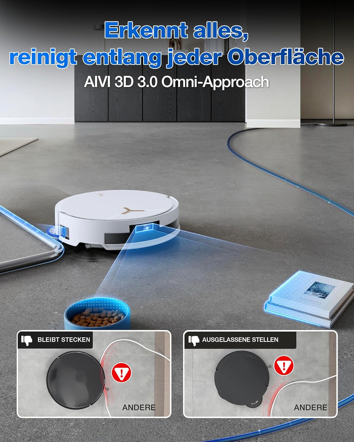 ECOVACS DEEBOT T50 PRO Omni Gen2 Saugroboter mit Wischfunktion, Ausfahrende Seitenbürste und Wischmopp, 21.000 Pa, Auto Zugabe von Reinigungslösung, Moppwäsche mit 75°C heißem Wasser, Ultradünn 81 mm