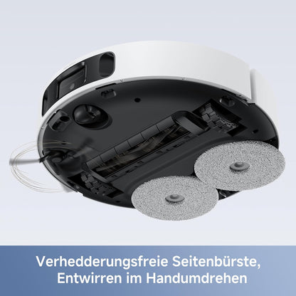 Mova E40 Ultra Saugroboter mit Wischfunktion, Autom. Leerung und 19.000 Pa, MaxiReach-Wischmopp-T., Verhedderungsfreie Seitenbürste, Eingeb. 80-ml-Wasserb, All-in-One-Station zu 75 Tage Reinigung