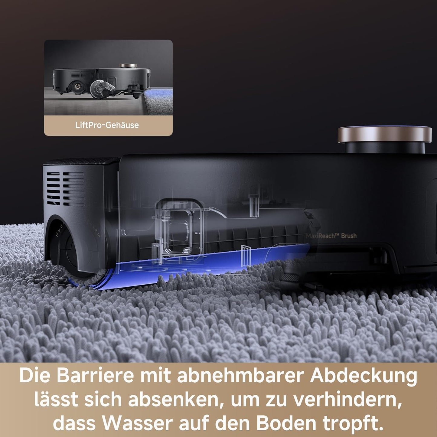 Mova V50 Ultra Complete Saugroboter mit Wischfunktion 24.000 Pa, 6cm Hindernisüberwindung, Liftable Navigation+RGB AI+LED, 80℃ Heißwasserwäsche & 63℃ Selbsttrocknung, DuoSolution System, Tricut Bürste