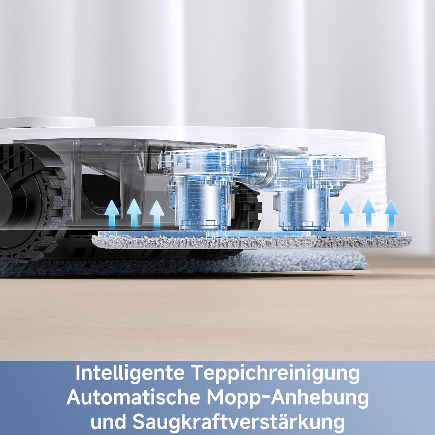 Mova E40 Ultra Saugroboter mit Wischfunktion, Autom. Leerung und 19.000 Pa, MaxiReach-Wischmopp-T., Verhedderungsfreie Seitenbürste, Eingeb. 80-ml-Wasserb, All-in-One-Station zu 75 Tage Reinigung