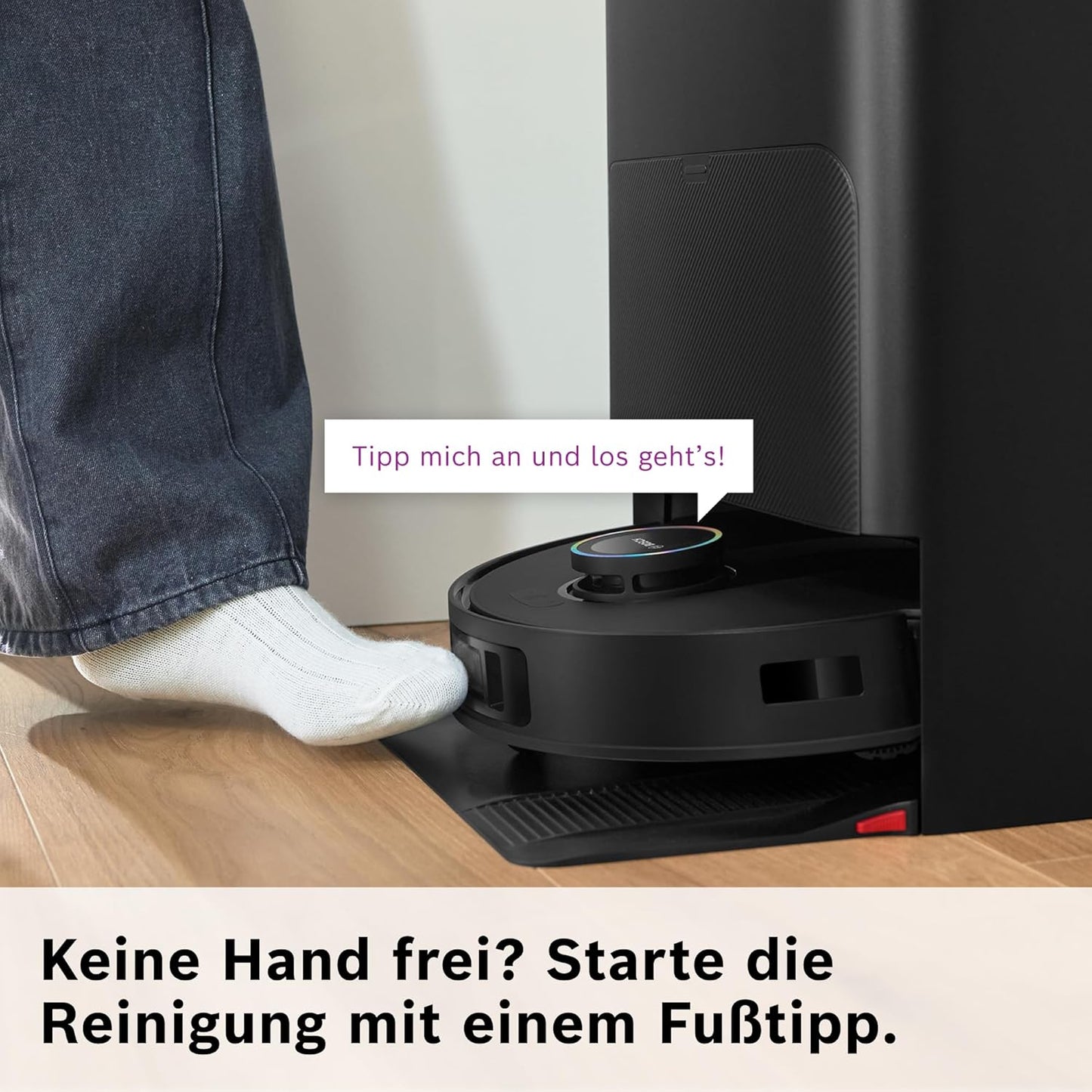 Bosch Spotless Max Cam BCRDW3BX Saugroboter mit Wischfunktion, 11.000 Pa Saugkaft, rotierende Wischpads, Nass-Trocken-Servicestation, Selbstreinigung, Smart Vision Kamera, Steuerung per App, schwarz