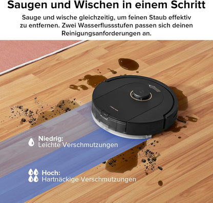 roborock Q7 M5 Saugroboter mit Wischfunktion, 10.000Pa Starker Saugkraft, Dual Anti-Tangle-System, 150Min Laufzeit, LiDAR Navigation, Staubsauger Roboter für Teppich, Tierhaare, APP Steuerung(Schwarz)