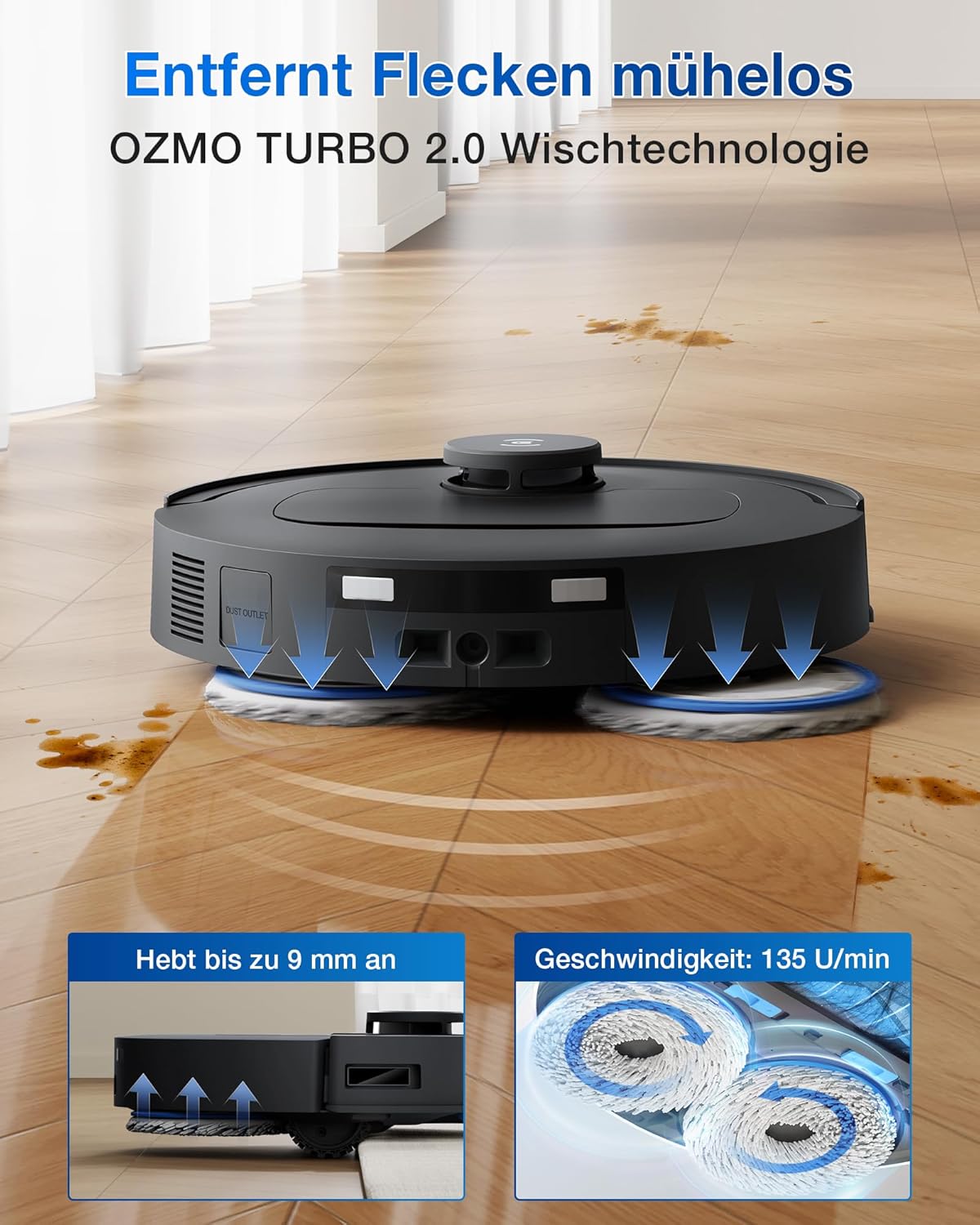 ECOVACS DEEBOT T30C Omni, Saugroboter mit Wischfunktion, 20.000 Pa, OZMO Turbo 2.0 Wischen, ZeroTangle 3.0 Anti-Verheddern, TruEdge 2.0 Kantenreinigung, All-in-One-Station, 75°C Moppwäsche, Schwarz