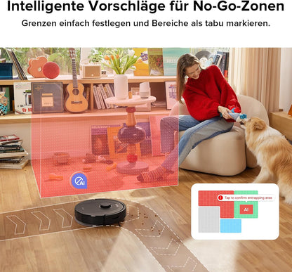 roborock Q7 M5 Saugroboter mit Wischfunktion, 10.000Pa Starker Saugkraft, Dual Anti-Tangle-System, 150Min Laufzeit, LiDAR Navigation, Staubsauger Roboter für Teppich, Tierhaare, APP Steuerung(Schwarz)