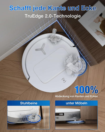 ECOVACS DEEBOT T50 PRO Omni Gen2 Saugroboter mit Wischfunktion, Ausfahrende Seitenbürste und Wischmopp, 21.000 Pa, Auto Zugabe von Reinigungslösung, Moppwäsche mit 75°C heißem Wasser, Ultradünn 81 mm