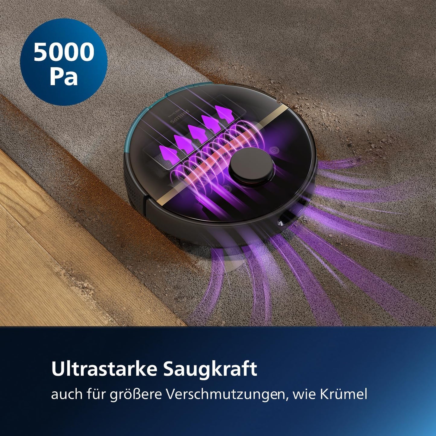 Philips Homerun Serie 2000: 2-in-1 Saug- und Wischroboter, 130 Minuten Laufzeit, Lasernavigation, Teppichboost, Absaugstation, App-gesteuert, Arktikweiß (XU2100/20), Arctic White