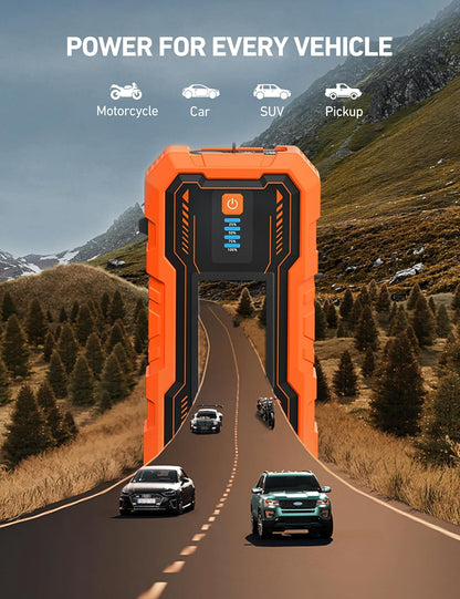 AstroAI S8 Car Battery Jump Starter, Car Jumper Starter Battery Pack for Up to 6.0L Gas & 3.0L Diesel Engines, 12V Portable Jump Box with 3 Modes Flashlight and Jumper Cable (Orange)