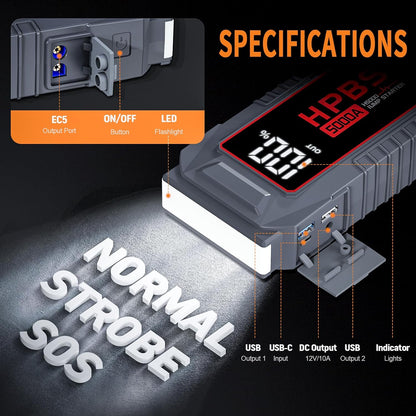 H50 Jump Starter - 5000A Jump Starter Battery Pack for Up to 10.0L Gas and 8.0L Diesel Engines, 12V Portable Car Battery Jump Starter Box with 3.0" LCD Display