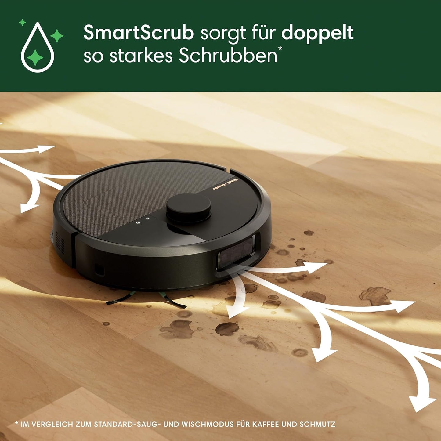 iRobot Roomba Plus 505 Combo Robot + AutoWash Dock Saugroboter mit Wischfunktion - Multifunktinales Dock - Clearview Pro LiDAR - 7000Pa - DualClean Wischpads mit PerfectEdge - SmartScrub - Schwarz