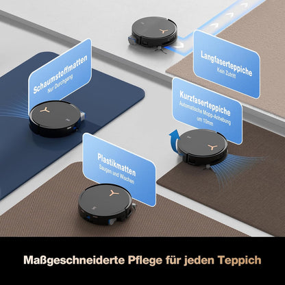 ECOVACS DEEBOT X8 PRO Omni Saugroboter mit Wischfunktion, OZMO Roller mit kontinuierliches Wischen & Selbstreinigung, 18.000 Pa, 12-in-1 Station, 40–75 °C Heißwasser-Moppreinigung, YIKO-GPT