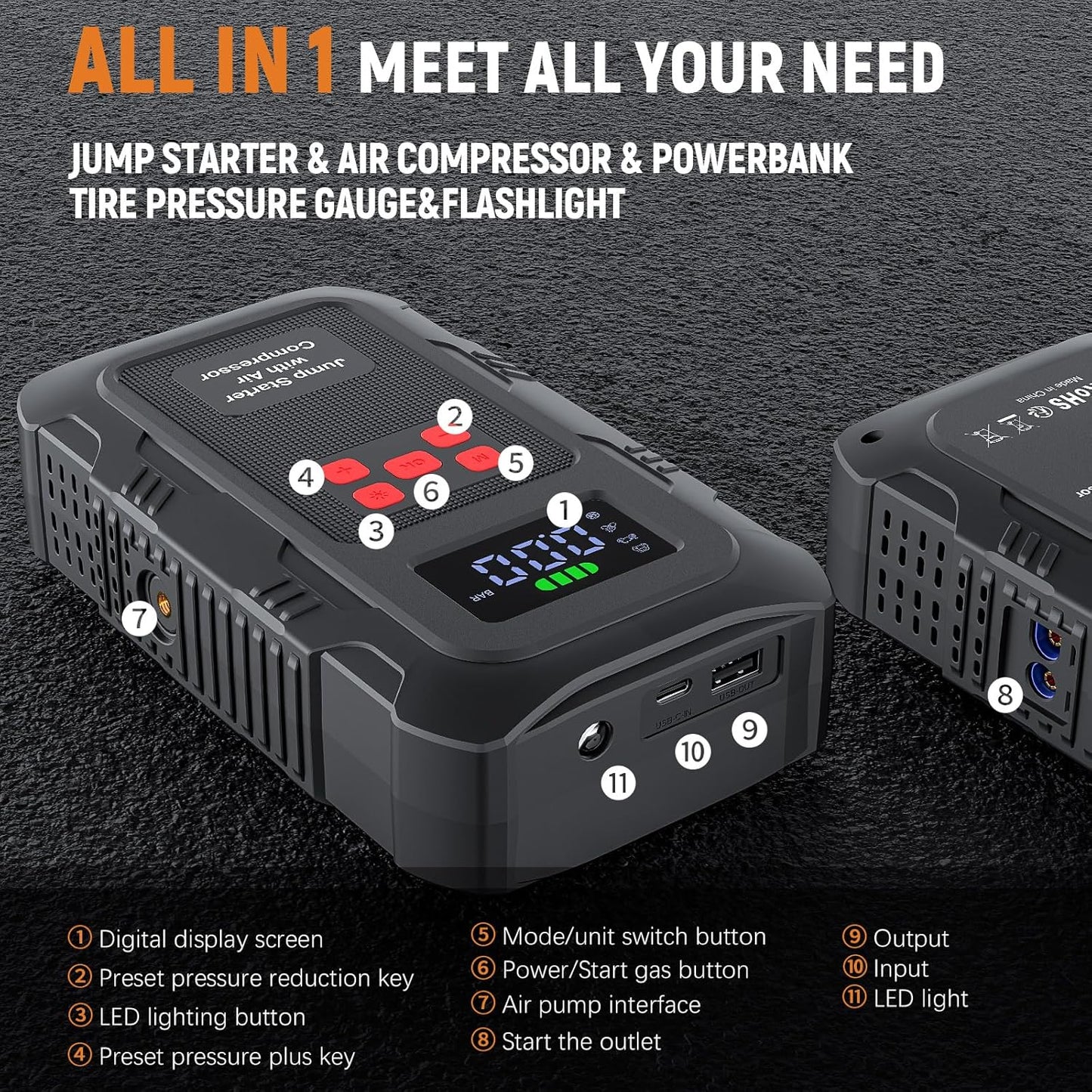 H50 Jump Starter - 5000A Jump Starter Battery Pack for Up to 10.0L Gas and 8.0L Diesel Engines, 12V Portable Car Battery Jump Starter Box with 3.0" LCD Display