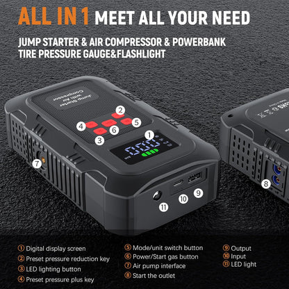 H50 Jump Starter - 5000A Jump Starter Battery Pack for Up to 10.0L Gas and 8.0L Diesel Engines, 12V Portable Car Battery Jump Starter Box with 3.0" LCD Display