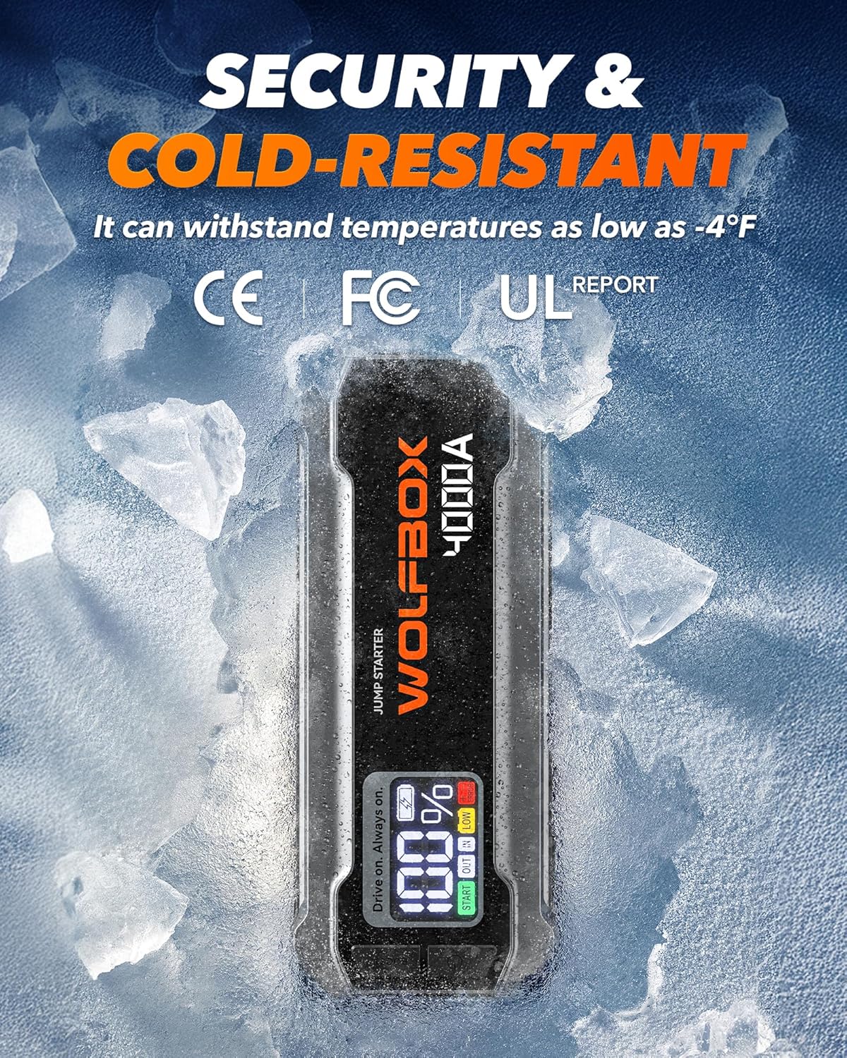 WOLFBOX MV24 4000A Jump Starter,12V Car Booster Pack with 65W Quick Charger,LED Display,24000mAh Portable Jump Starter Battery (10L Gas 10L Diesel Engine) with LED Light,Jumper Cables