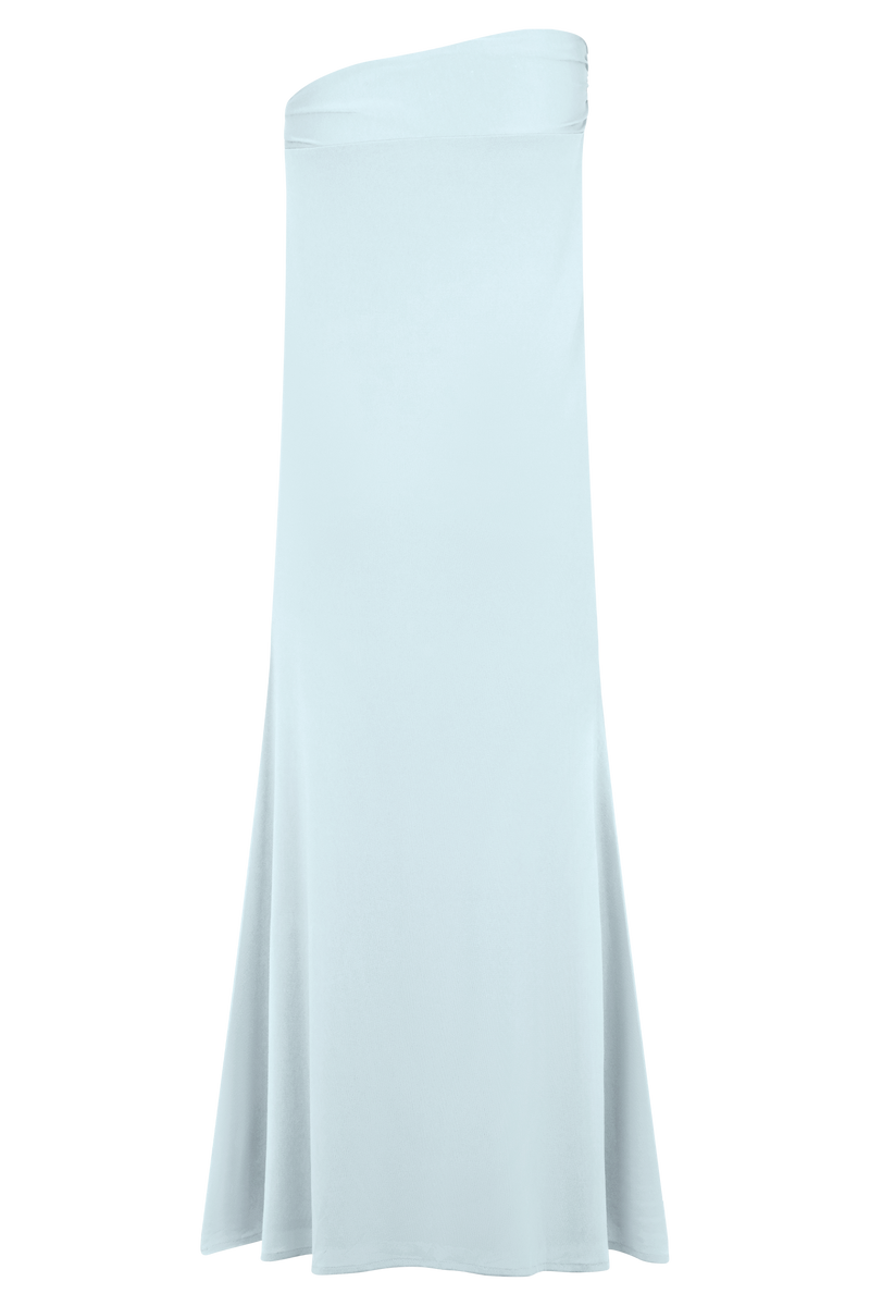 Ainsley Asymmetrical Maxi Skirt With Floral Hardware - Pale Blue