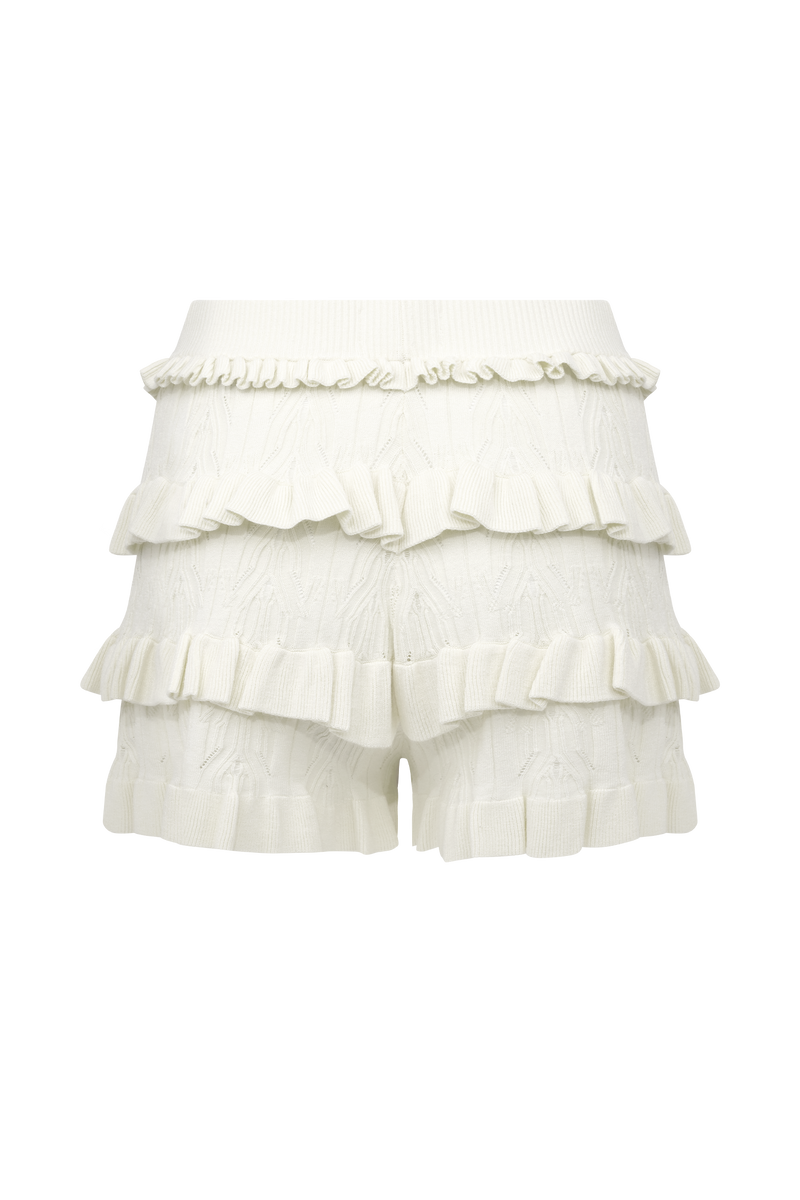 Amy Pointelle Knit Frill Bloomers - Ivory