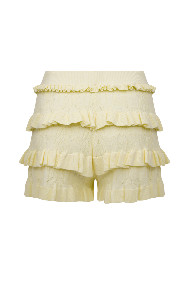 Amy Pointelle Knit Frill Bloomers - Lemon