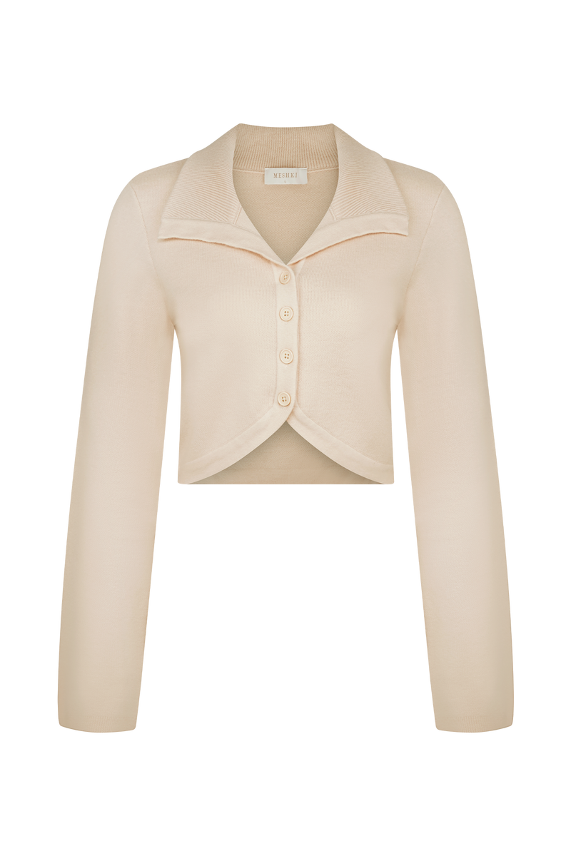 Annabelle Knit Curved Hem Cardigan - Cream