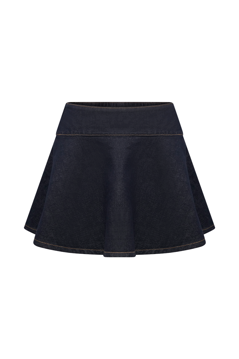 Arista Denim Mini Skirt - Washed Indigo Blue