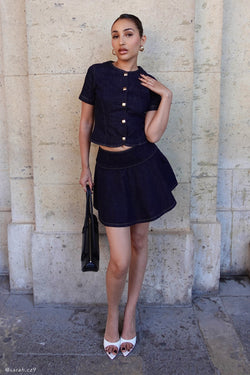 Arista Denim Mini Skirt - Washed Indigo Blue