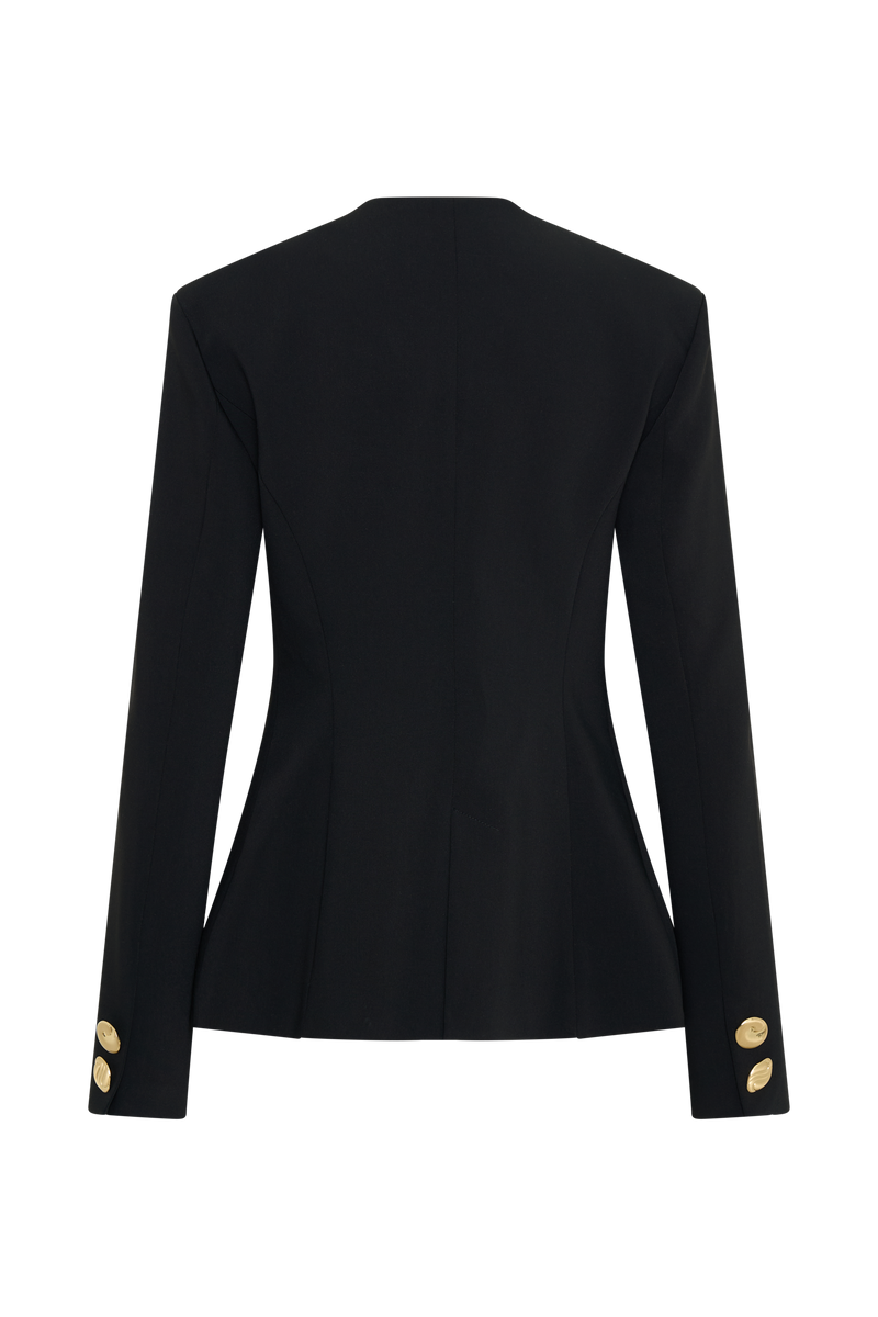 Asia Mixed Button Blazer - Black