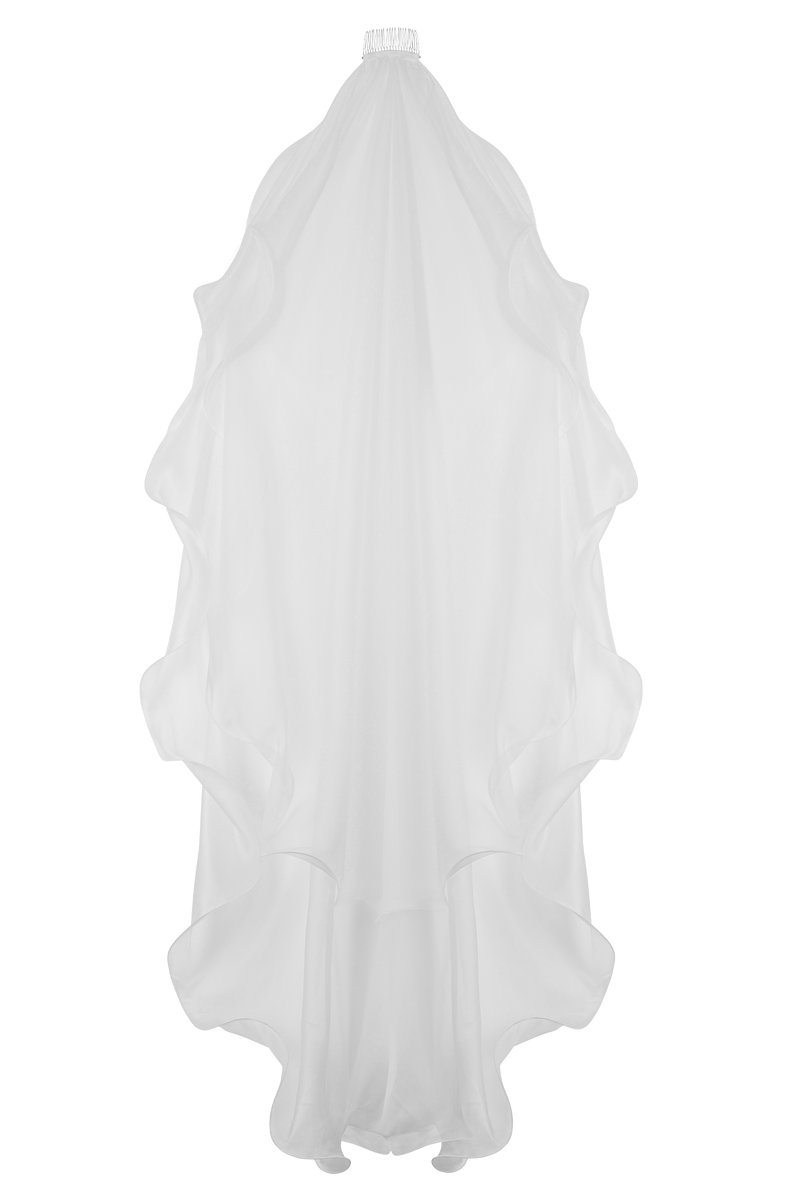Asteria Draped Chiffon Veil - Ivory
