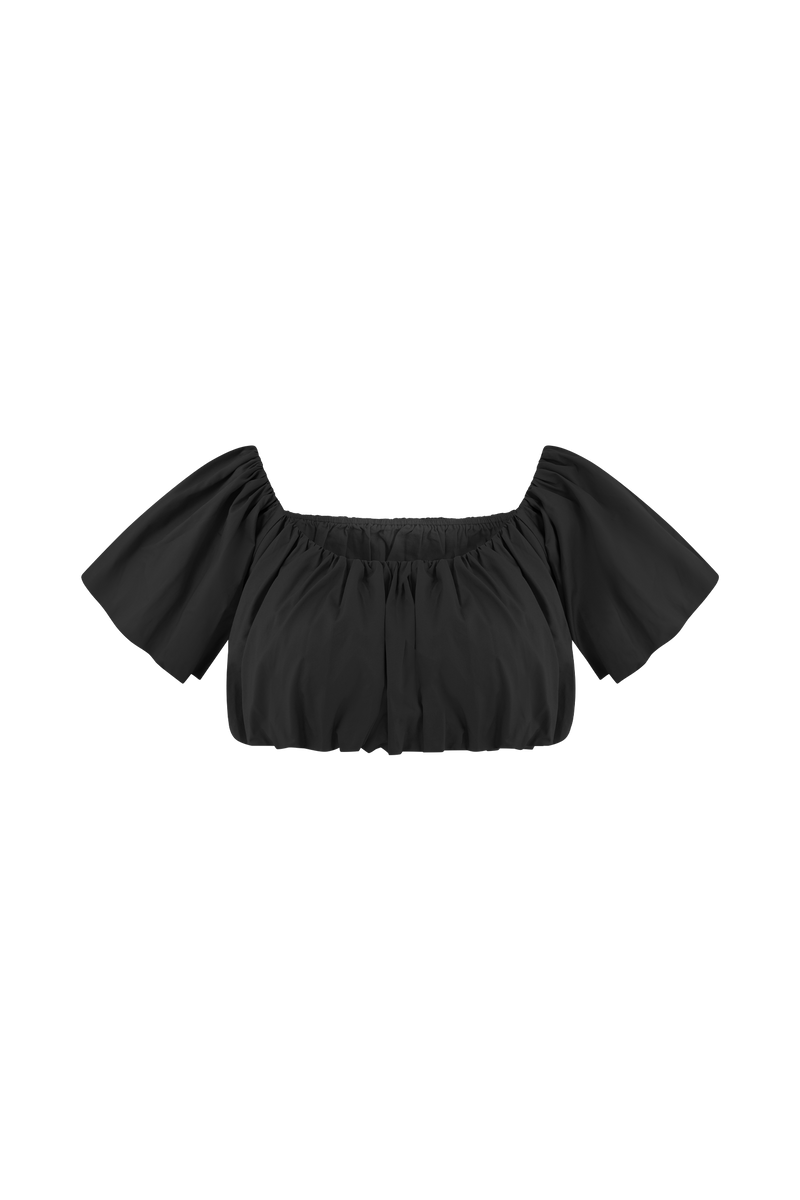 Autumn Off Shoulder Bubble Top - Black