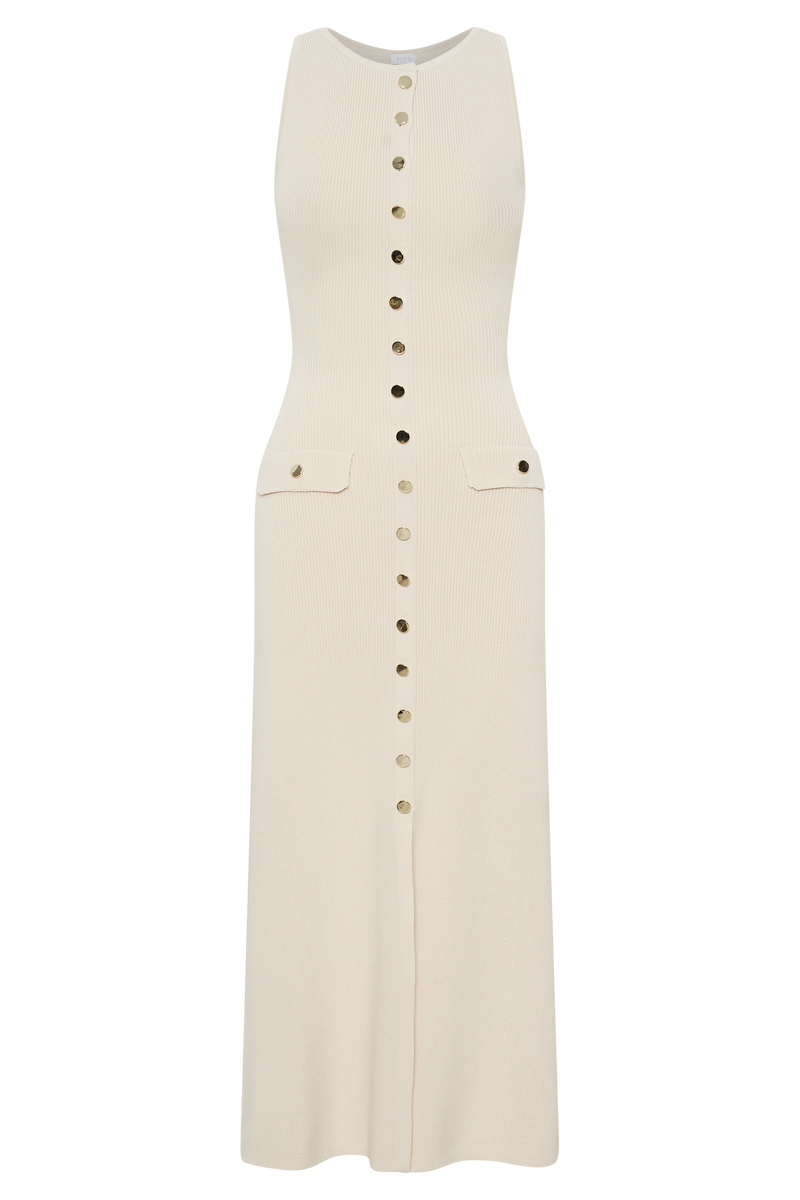 Sawyer Sleeveless Buttoned Maxi Dress - Ivory