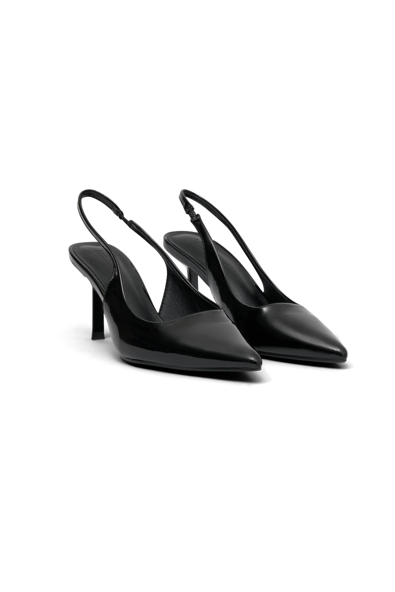 Dasha Patent Sling Back Heels - Black