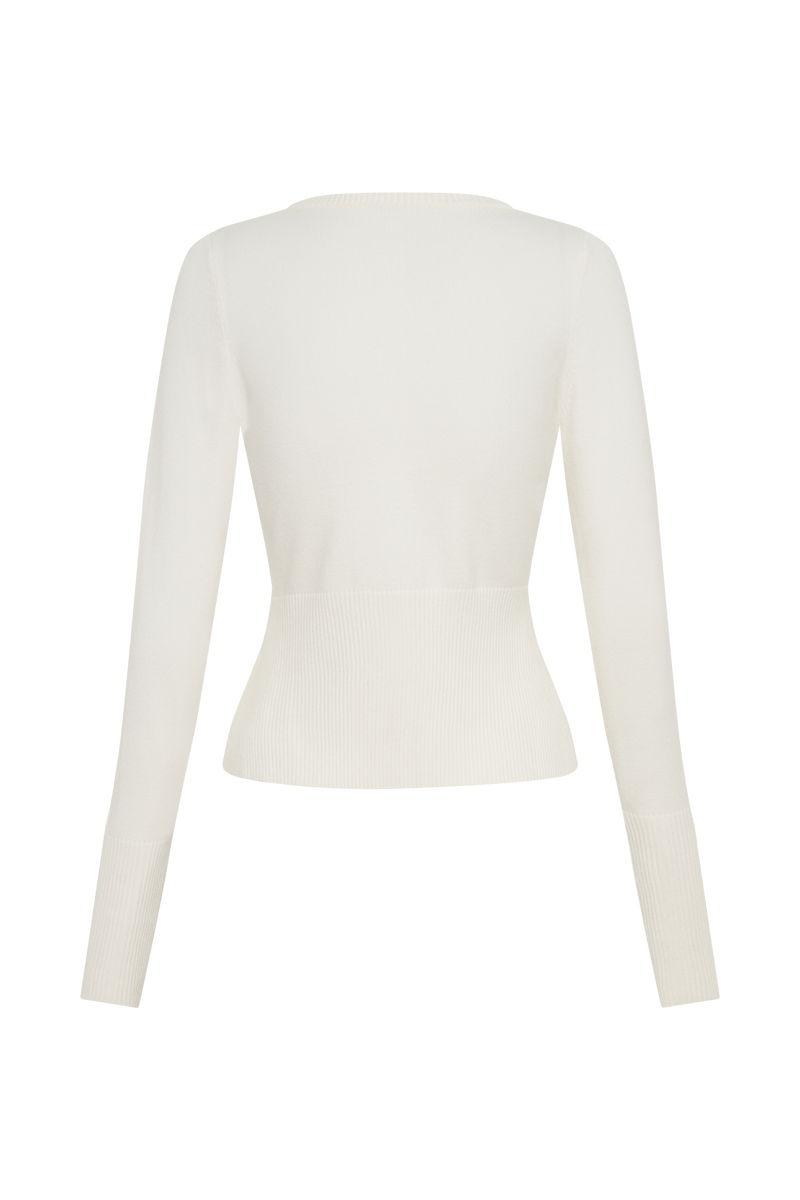 Reese Fitted Knit Cardigan - Ivory