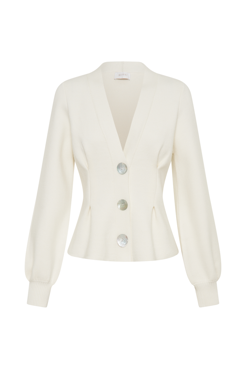 Beverly Knit Cinched Cardigan - Ivory