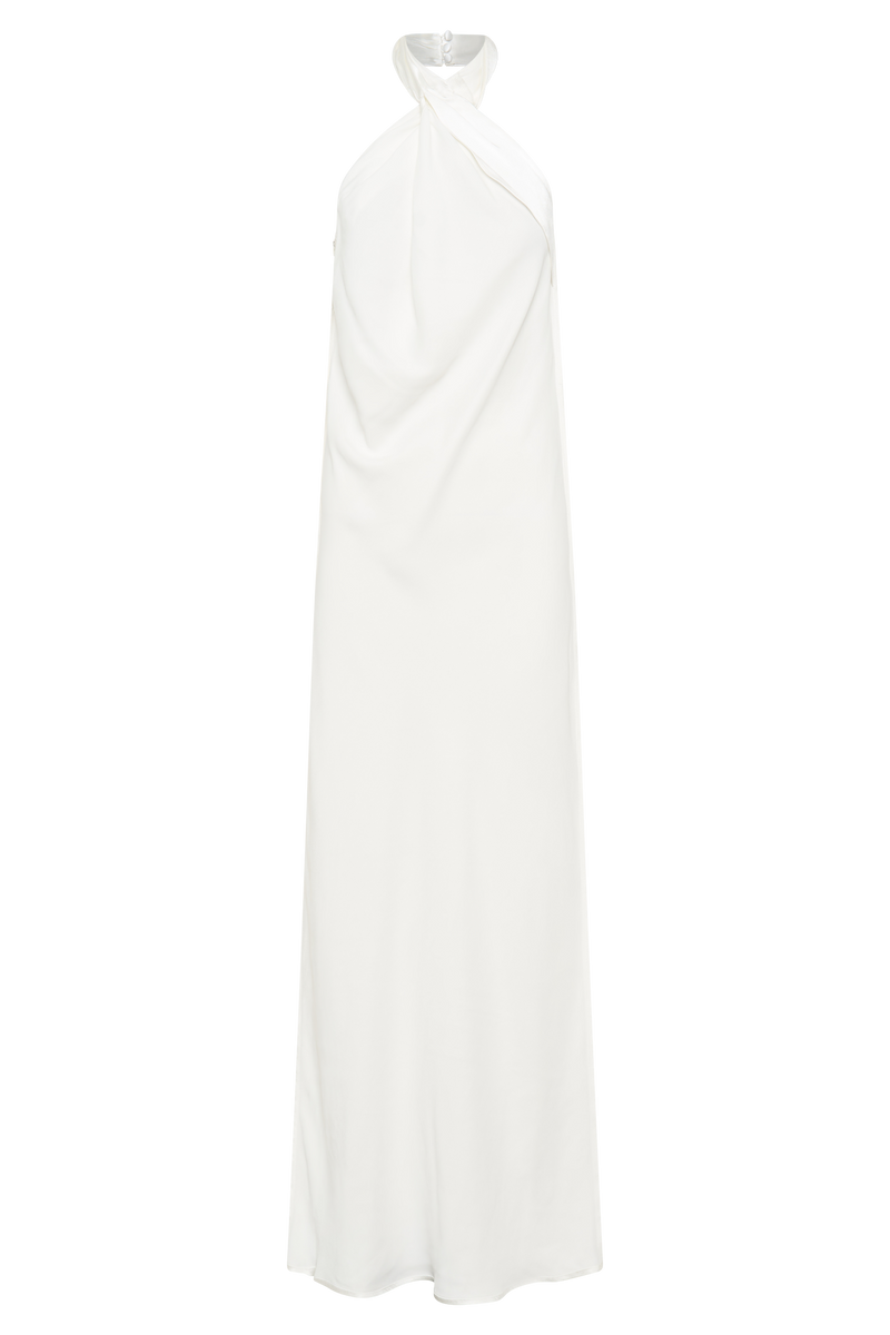 Laura Halter Satin Gown - White