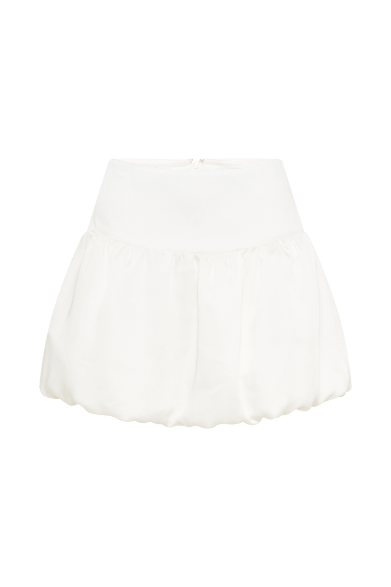 Genia Satin Bubble Mini Skirt - White