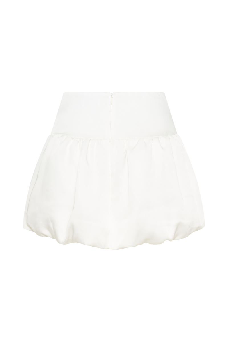 Genia Satin Bubble Mini Skirt - White