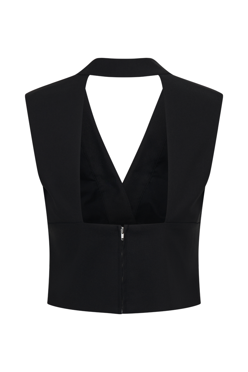 Jemima Sleeveless Cross Over Top - Black