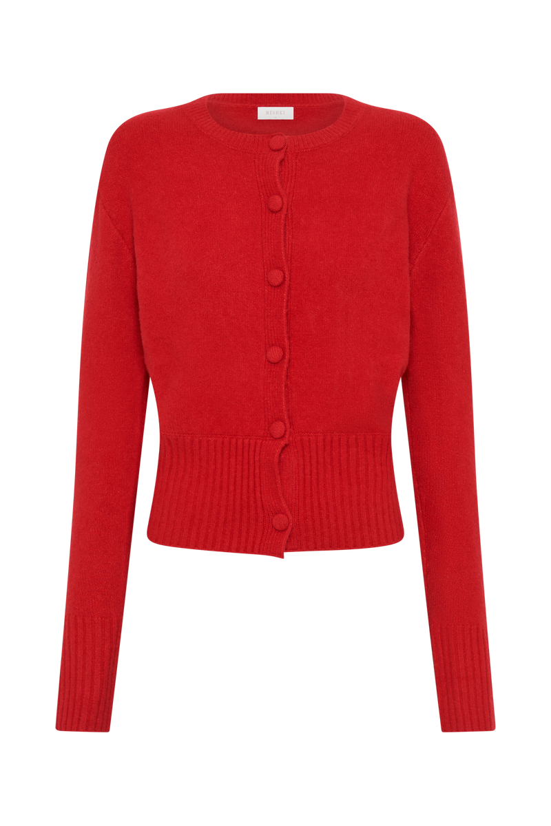Genevieve Oversized Knit Cardigan - Ruby
