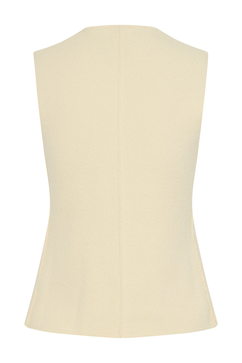 Malika Sleeveless Gold Button Vest - Lemon