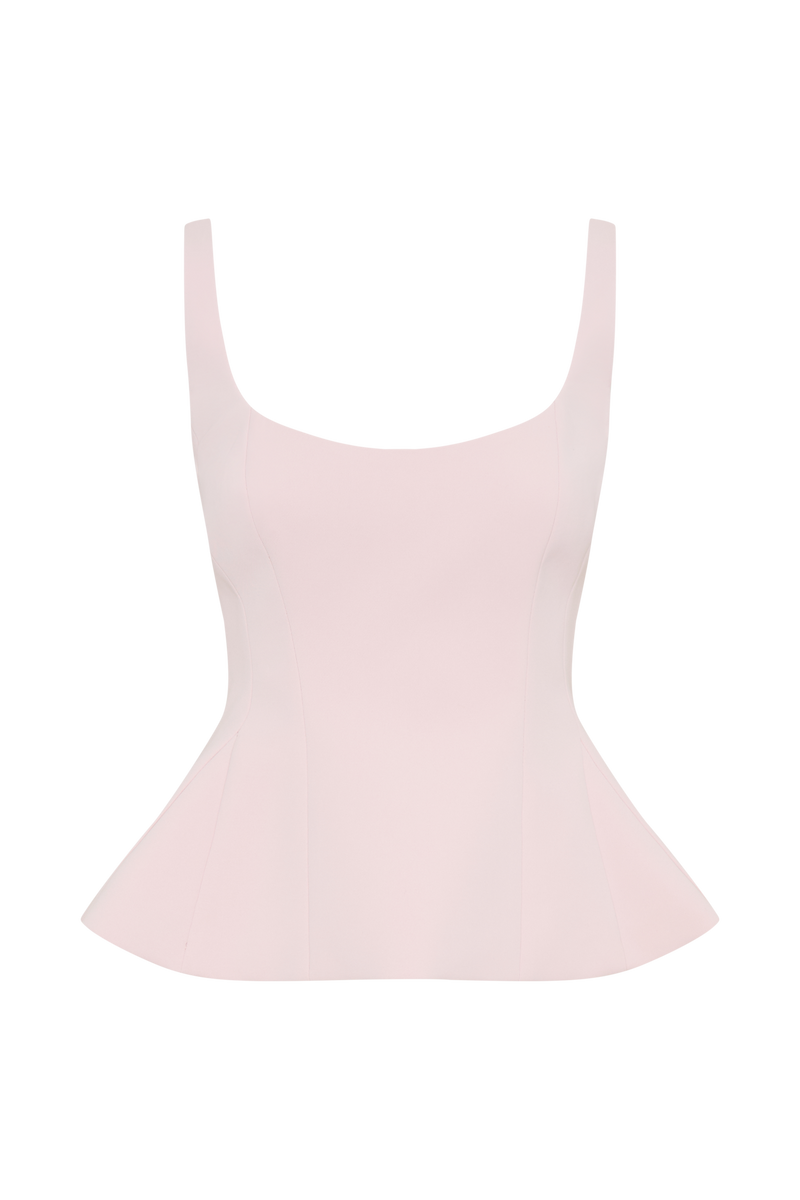 Korrie Suiting Peplum Top - Powder Pink