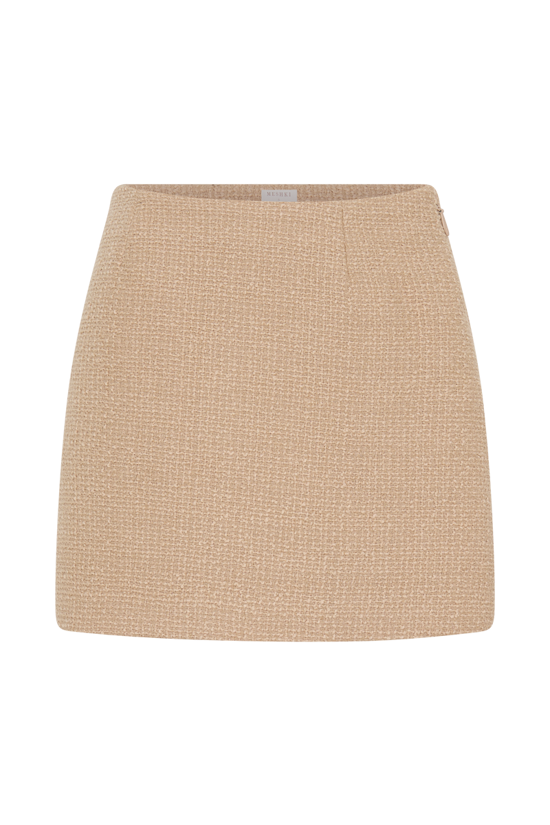 Camilla Boucle Mini Skirt - Light Taupe
