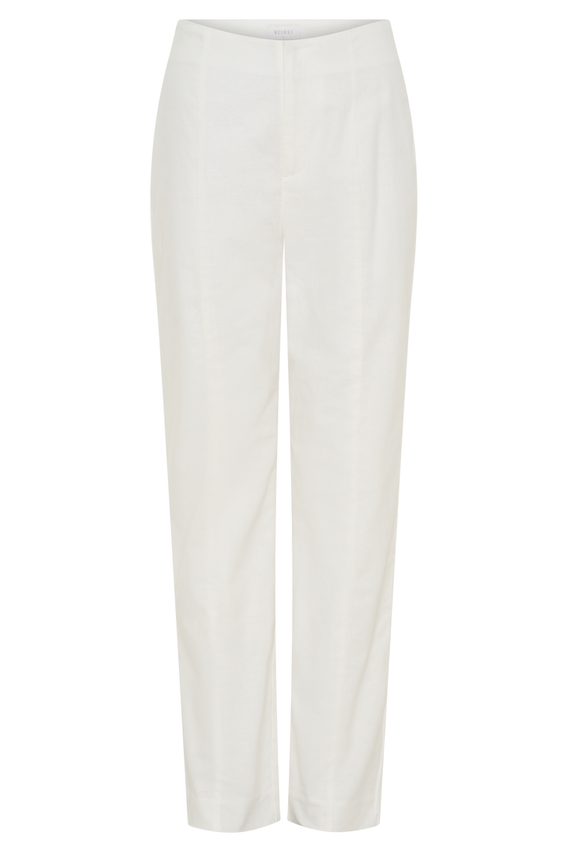 Dora Linen Straight Leg Pant - Ivory