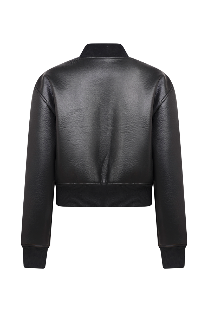 Codi Faux Leather Bomber Jacket - Black